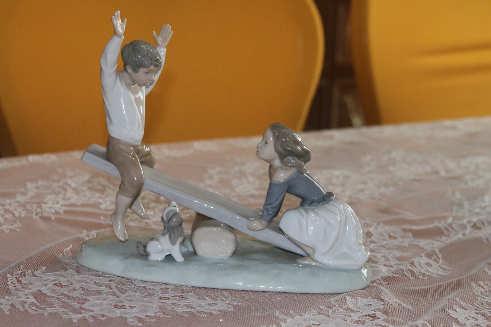 LLADRO Glossy #4867 Seesaw Boy, Girl & Dog on Teeter Totter RARE Glossy