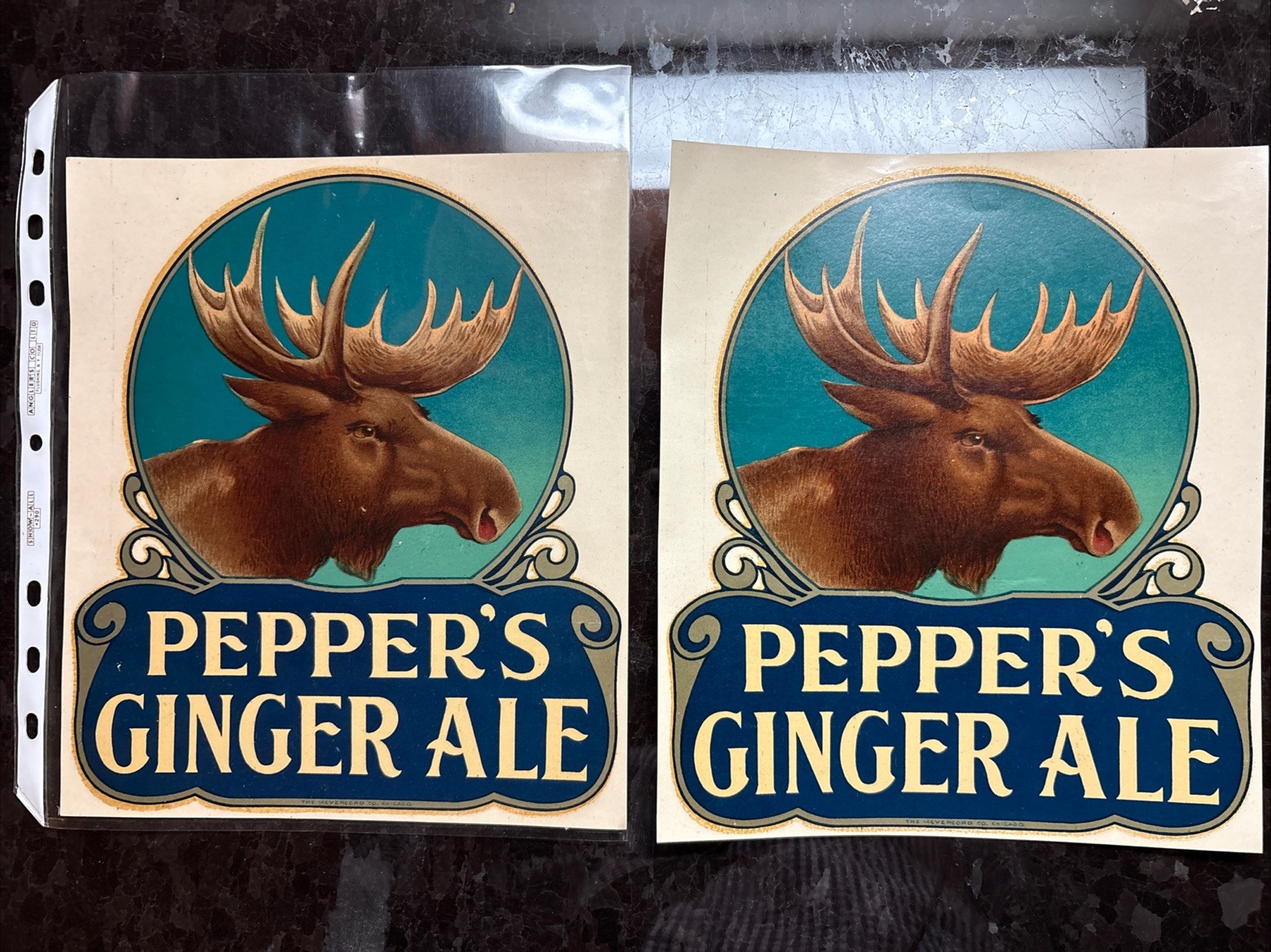 (2) Vintage 1932 Unused PEPPER'S GINGER ALE Soda Advertising Window Decal Signs