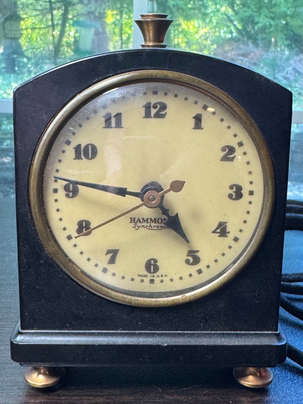 Vintage 1930s Hammond Synchronous Electric Alarm Clock Art Deco RUNS & LIGHTS UP