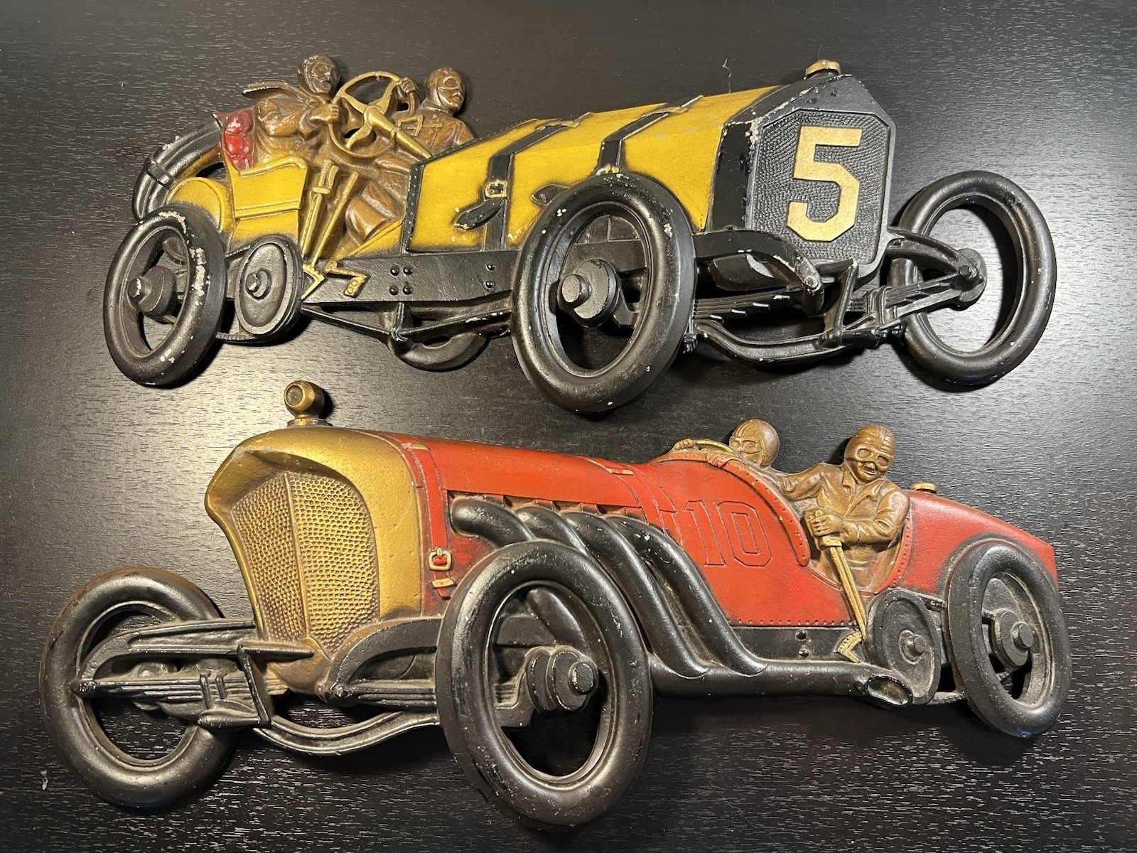 2 Vintage 1966 Sexton USA Metal Wall Roadster Plaques Indy Style Race Car #5, 10