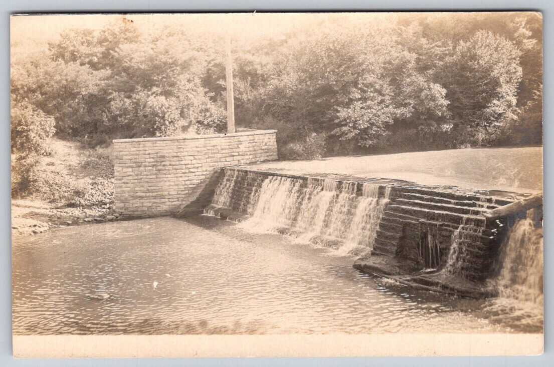 Small Waterfalls Among the Wooded Trees Real Photo RPPC Postcard