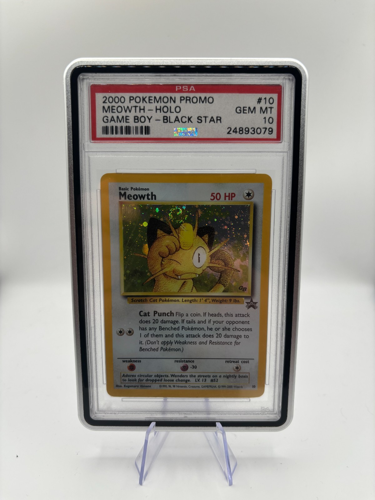 2000 POKEMON PROMO BLACK STAR GAME BOY #10 MEOWTH-HOLO PSA 10