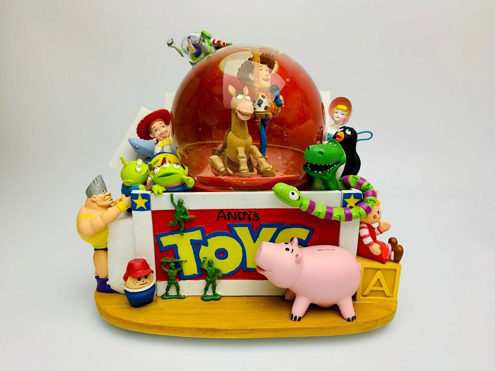 Disney Pixar Toy Story Andy\'s Toy Box Light Musical Snowglobe Rocky Wheezy Woody