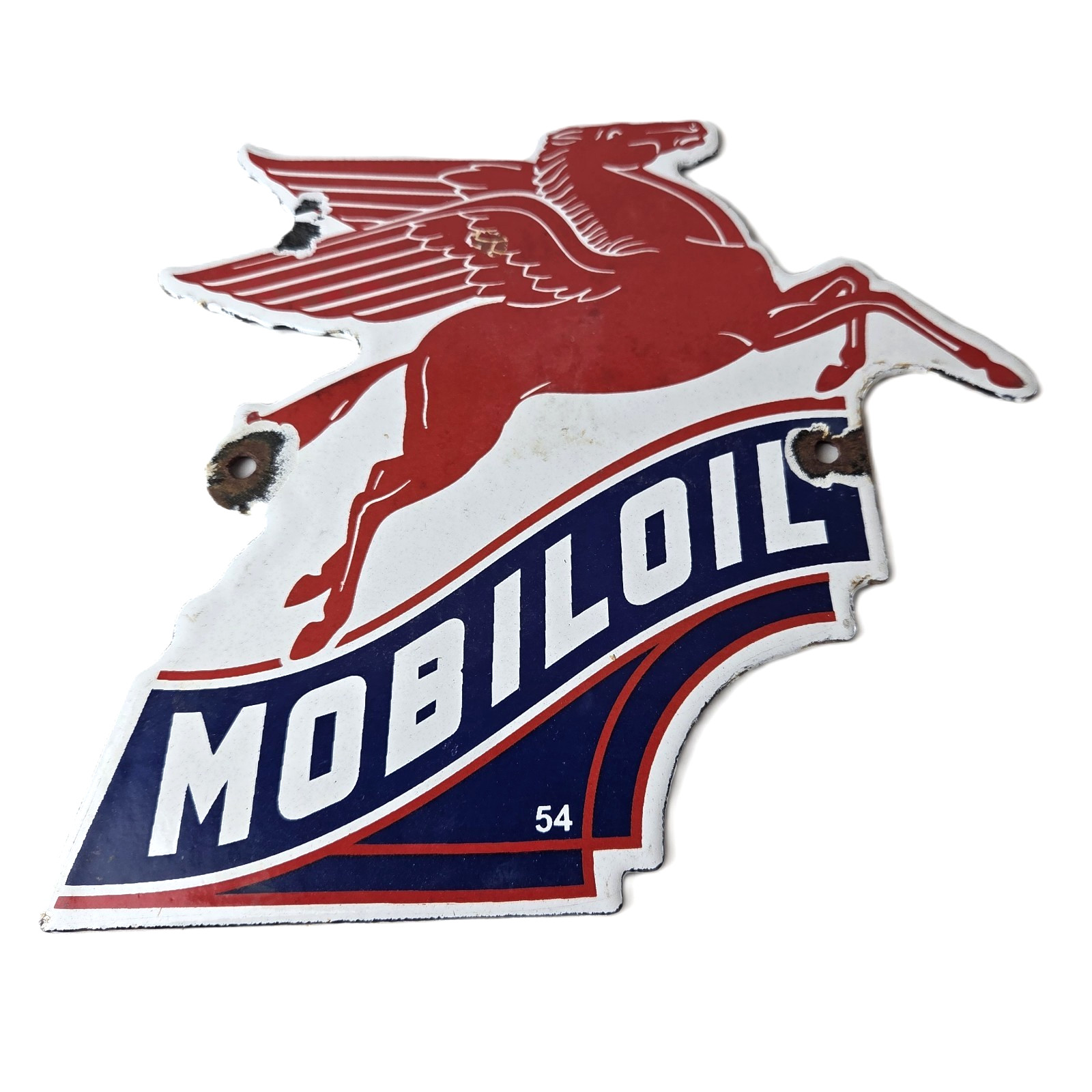 Vintage Mobil Gasoline Sign - Pegasus Motor Oil Gas Pump Porcelain Sign