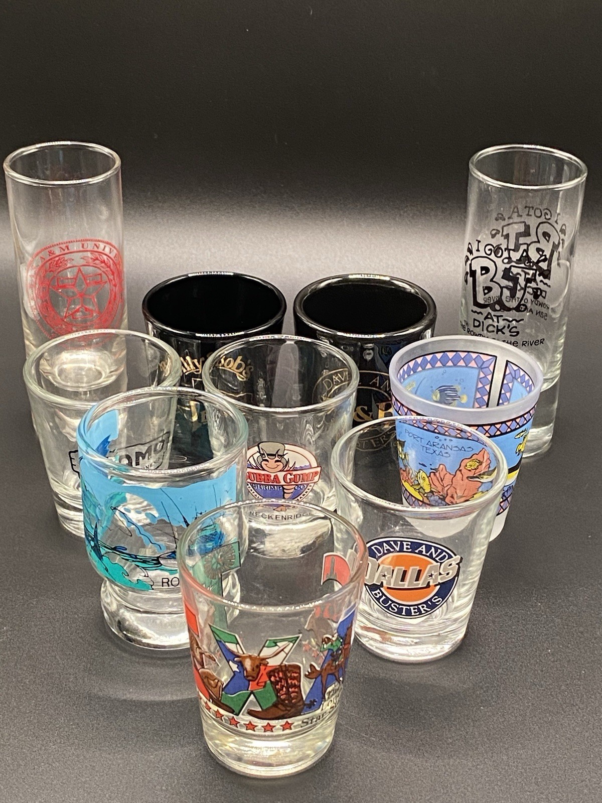 Texas Shot Glasses Souvenir Destination & Dining Lof of 10
