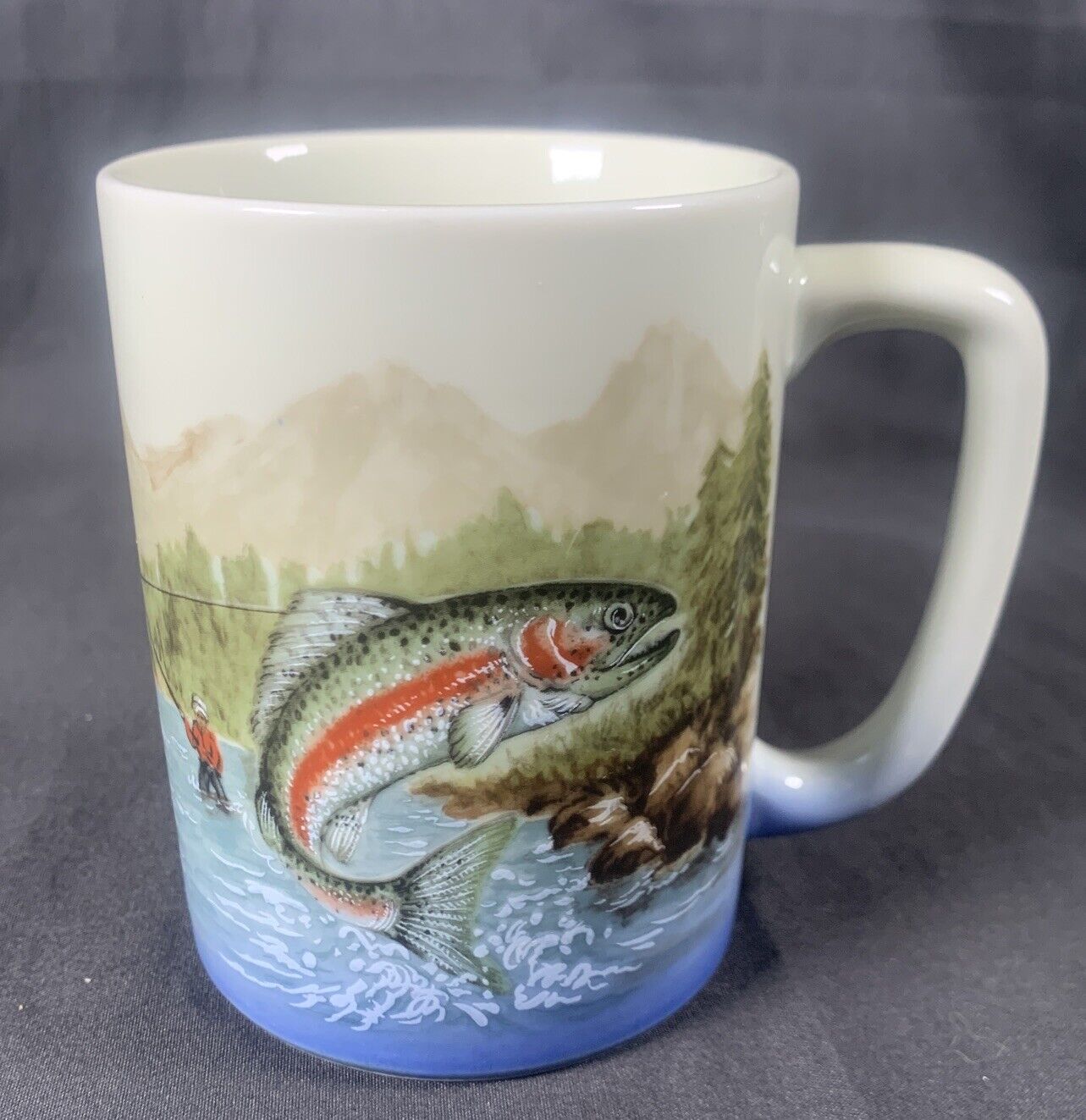 ✨Vintage Otagiri Japan Coffee Mug Fly Fishing Trout Cup Excellent✨