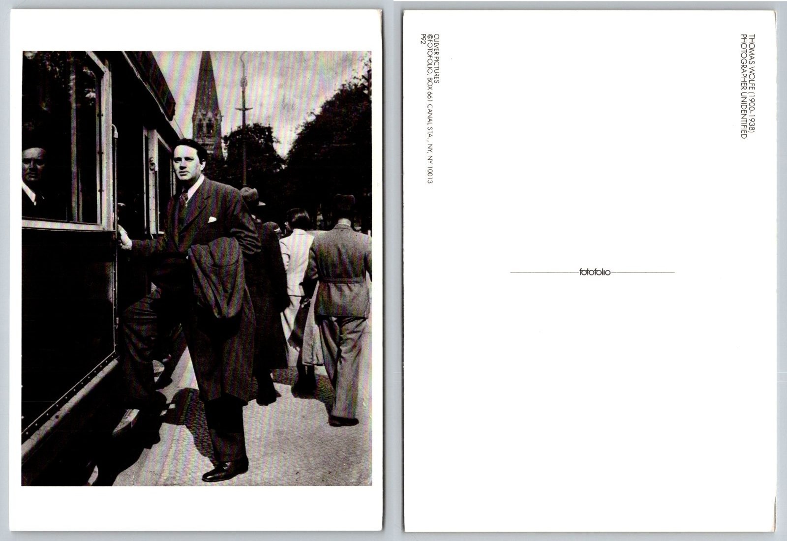 Continental Thomas Wolfe American Author Man Fotofolio Culver Pictures Postcard