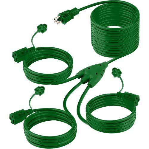 - Extension Cord 1 to 3 Splitter, Total 40 FT, Max Length 28 FT from End to E...