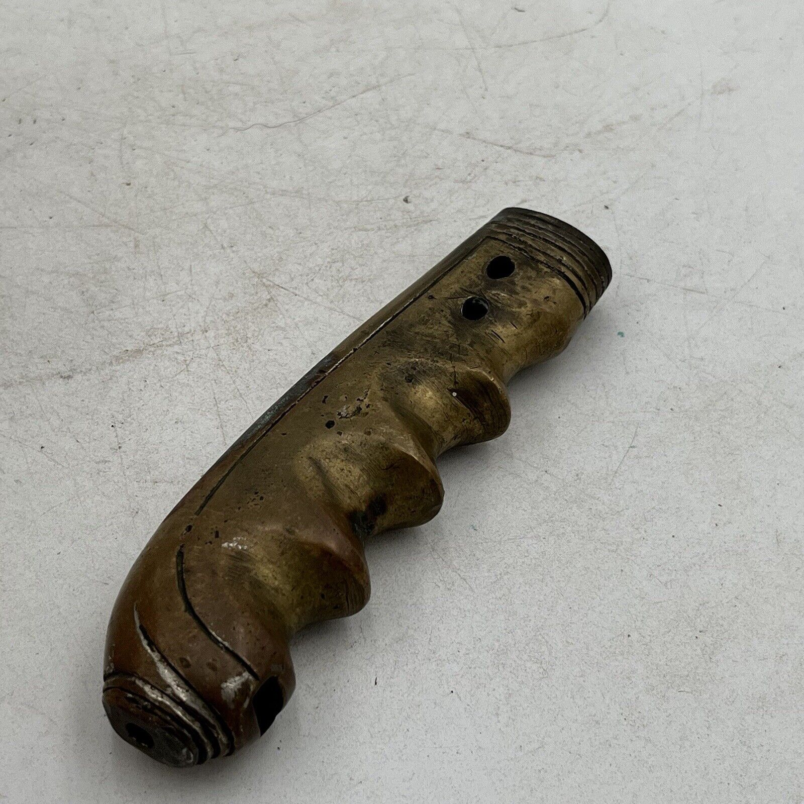 Vintage Handcrafted Brass Sword Handle Collectible Unknown Origin