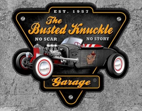 Busted Knuckle Garage Tin Sign Decor Man Cave Garage Decor 12.5 x 16