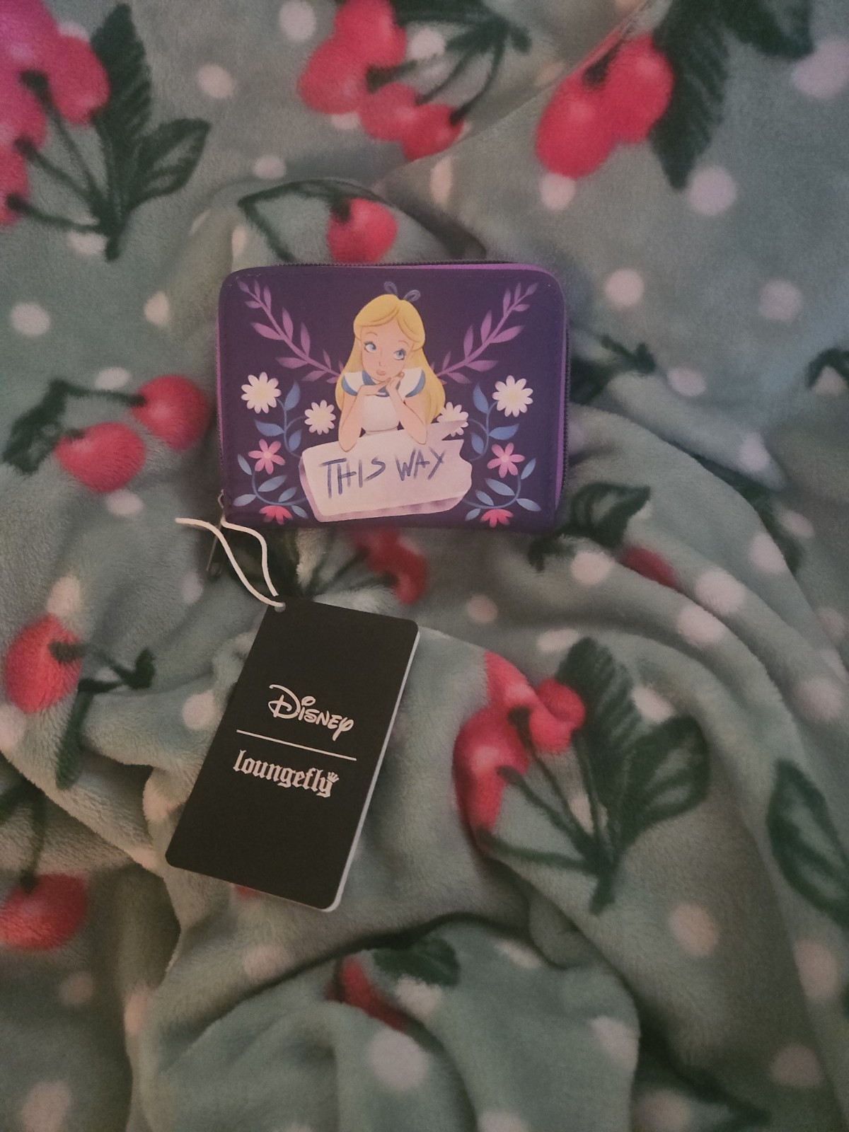 Loungefly Disney Alice in Wonderland Wallet Purple Zip Around White Rabbit NWT