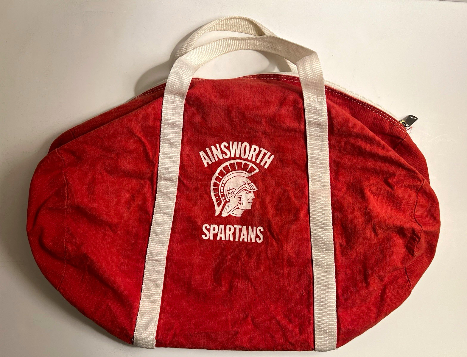 Vintage 1981 Flint Ainsworth Spartans Canvas Duffle Bag 15” Logo Michigan EX Vintage 1981 Flint Ainsworth Spartans Canvas Duffle Bag 15” Logo Michigan EX