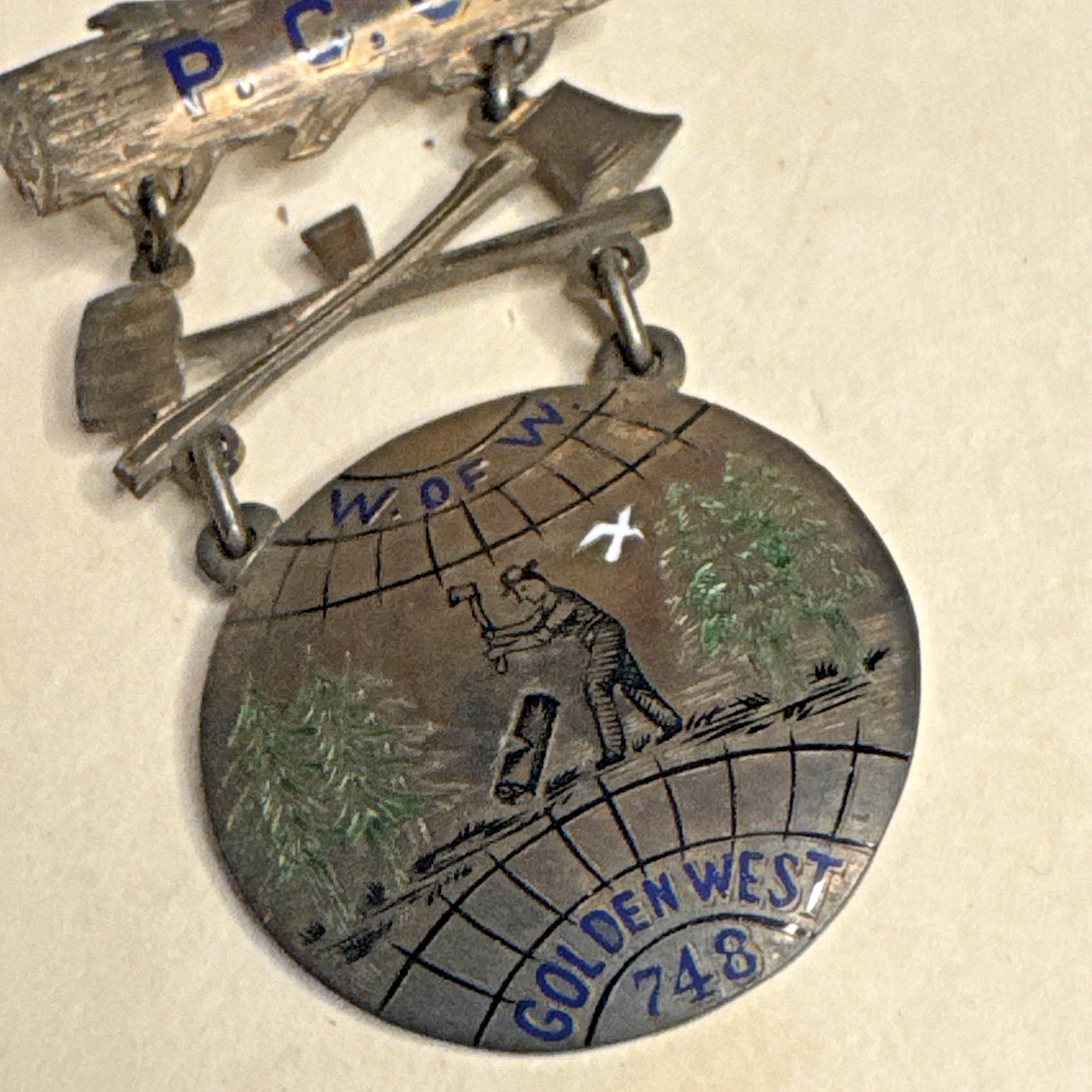 Vintage Woodmen of the World WOW PCC Medal Golden West Camp 748 Fraternal