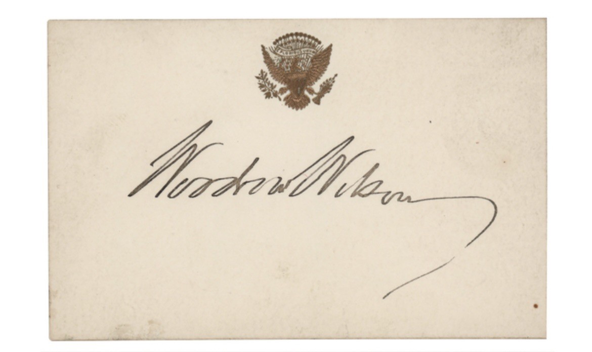 Woodrow Wilson signed White House card