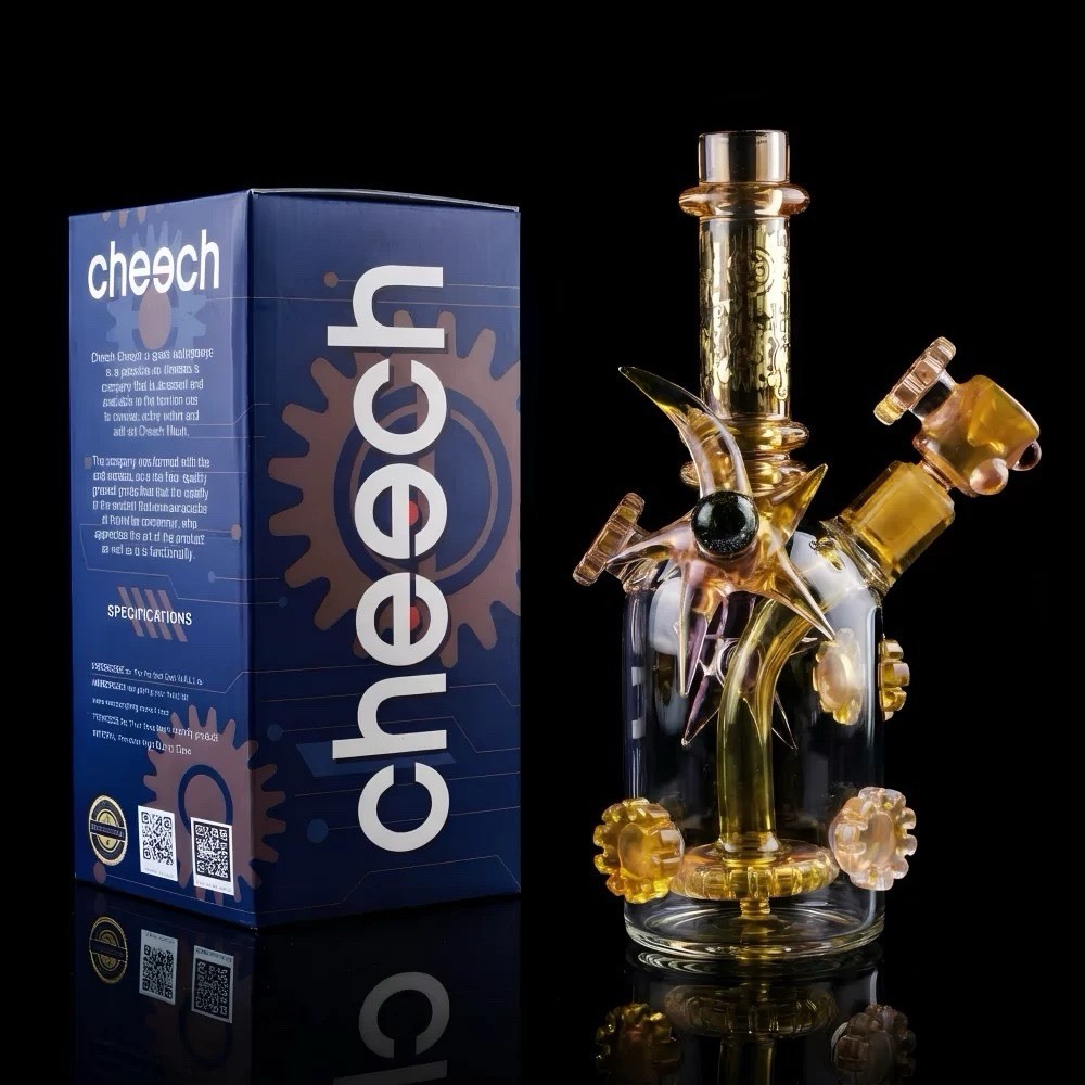 Cheech Glass 9.5 Inch Fumed Grinding Gears Smoking Hookah Water Pipe *USA*