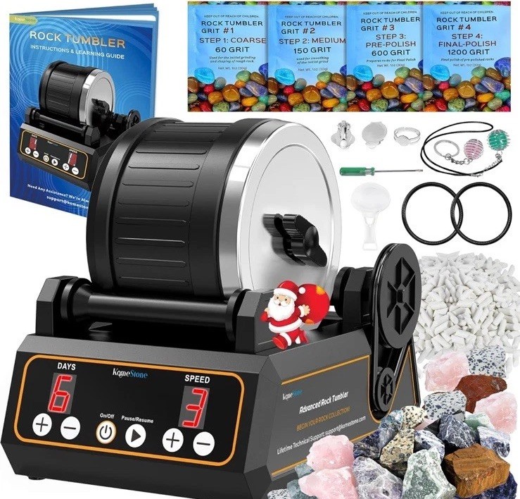 Rock Tumbler Kit, K1 Professional Large 2.5LB Capacity Edition - Memory Funct.
