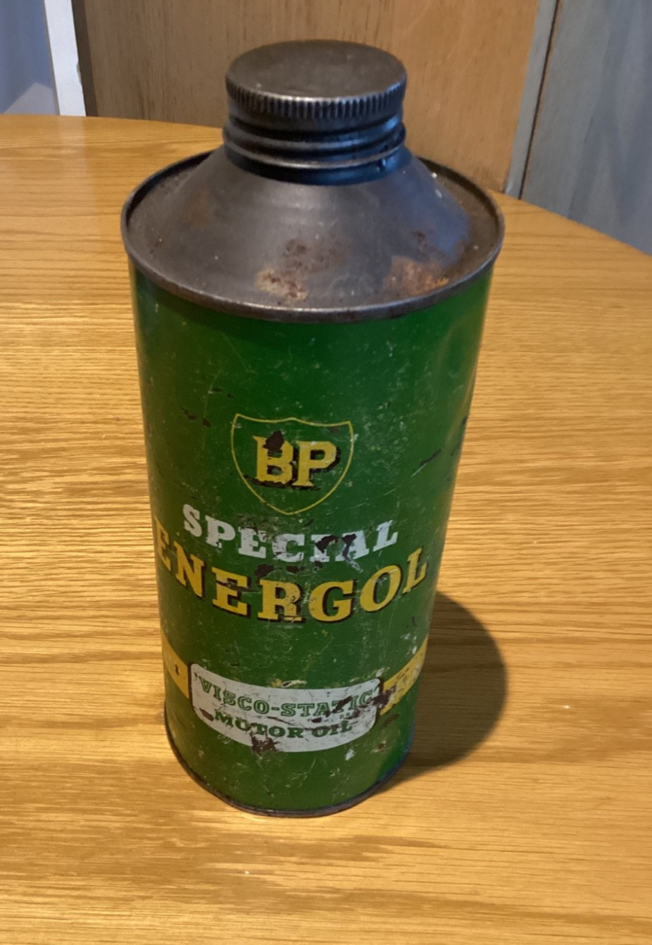 Vintage BP Energol Special Quart Motor Oil Can Tin