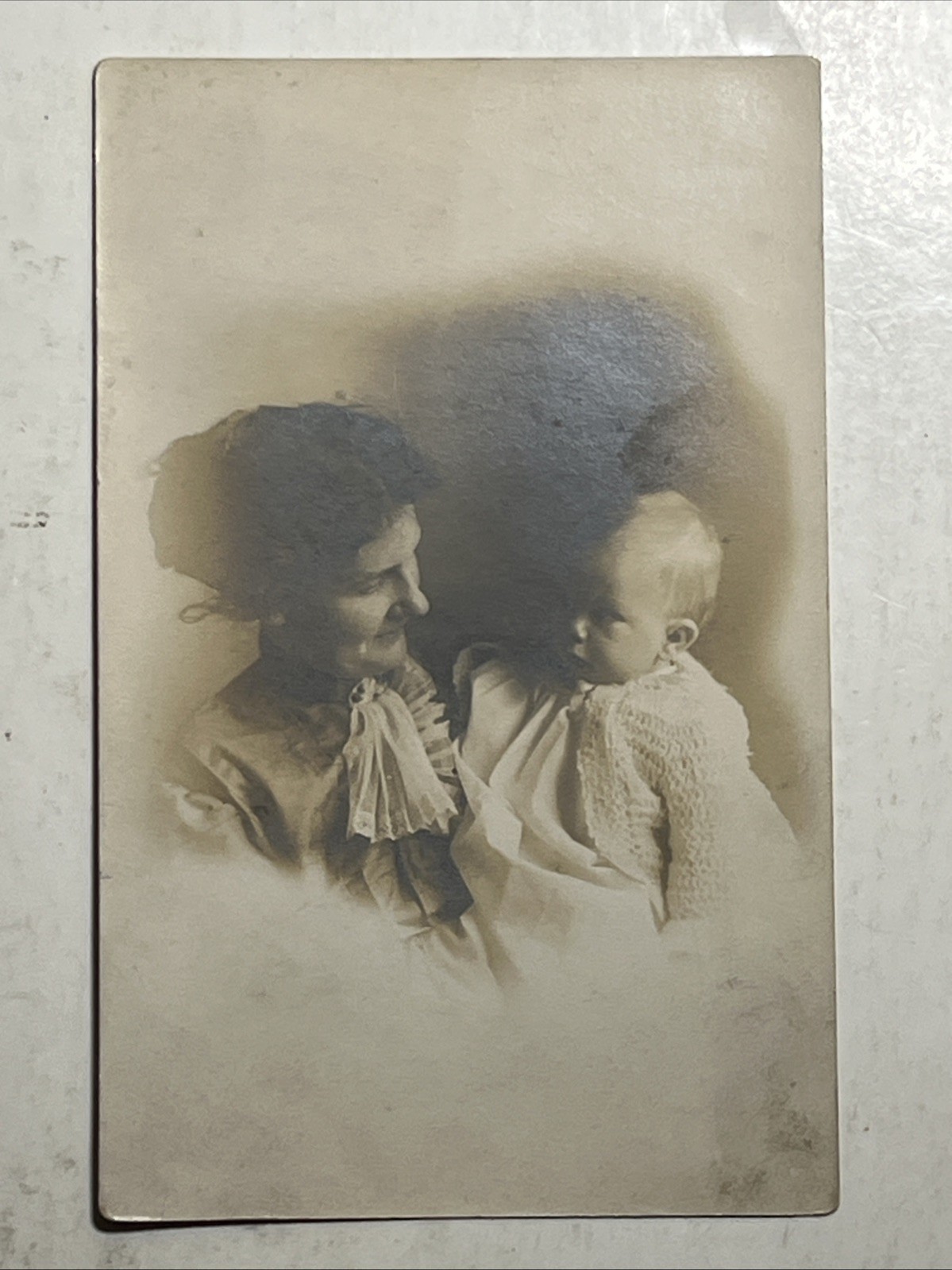 1910 RPPC Real Photo Postcard Portrait of Mother and Child Boy Son