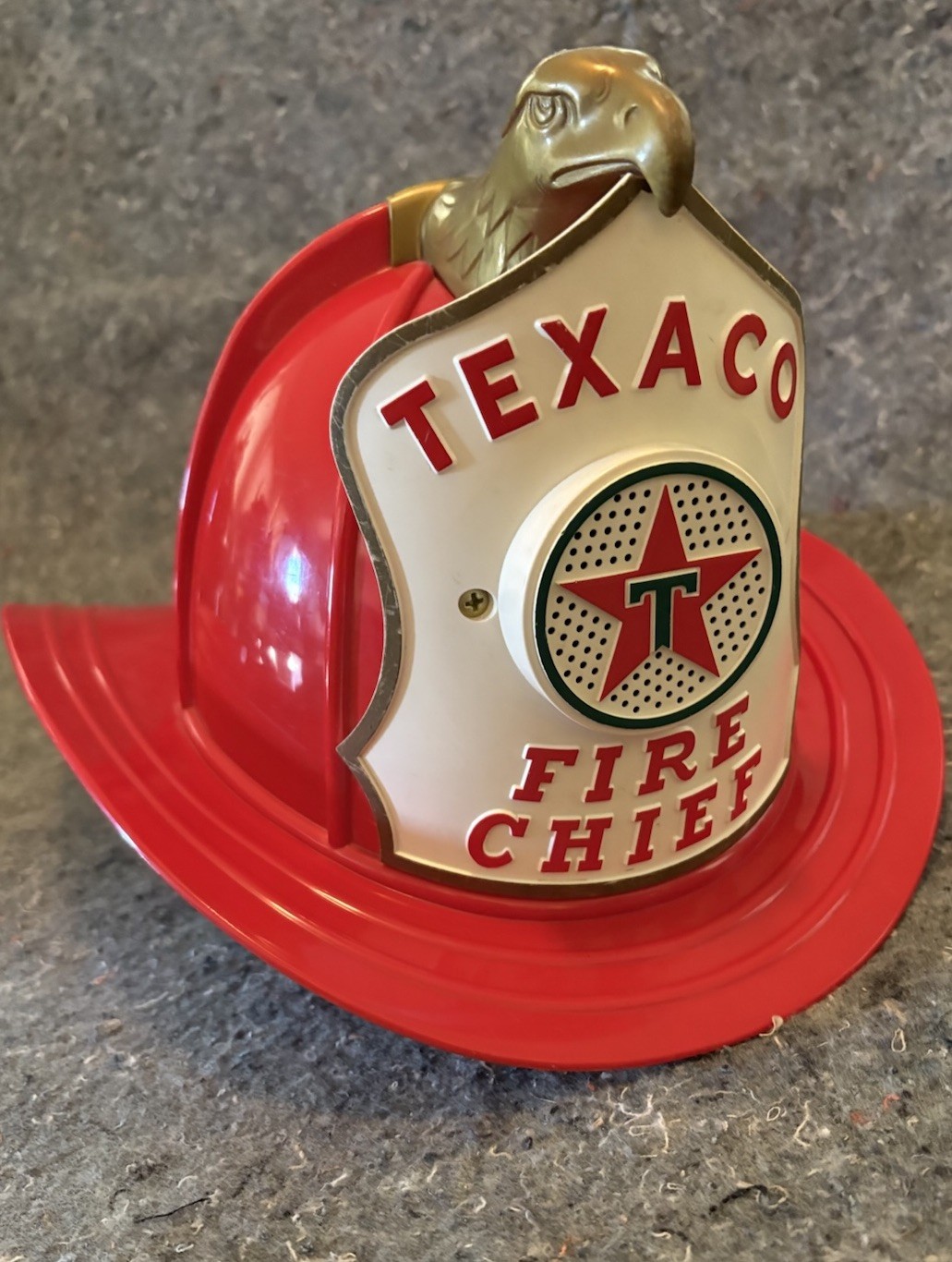 Vtg Original Full-Size 1960s Petroliana Texaco Fire Chief Helmet Brown & Bigelow