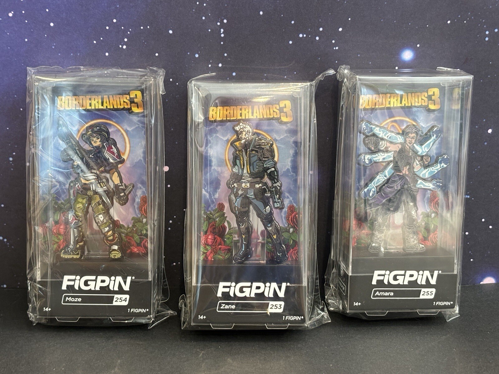 Video Game Borderlands 3 New Locked FigPin Lot: Moze 254 / Zane 253 / Amara 255