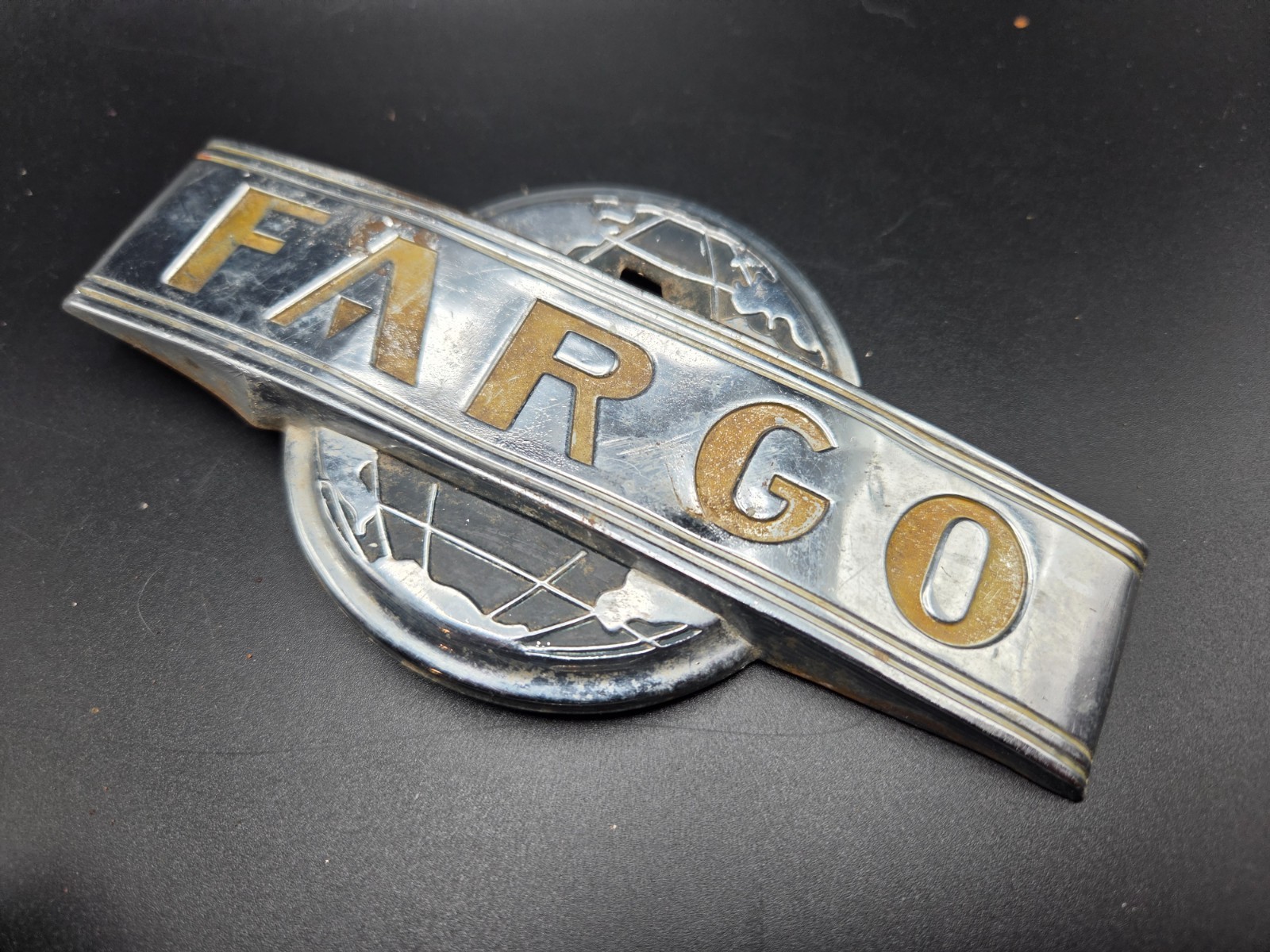 Vintage 1930s 1940s Fargo Truck Globe Hood Emblem Badge OEM Mopar