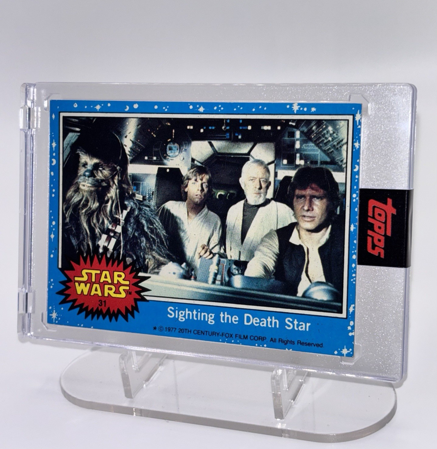 Topps 1977 Star Wars Card #31 Sighting The Death Star Mag Case n Topps Seal
