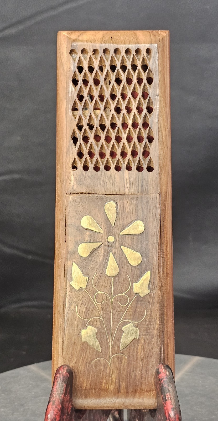 Antique Old Handcrafted Wooden Cigar & Cigarette Case Box With Inlaid Brass...