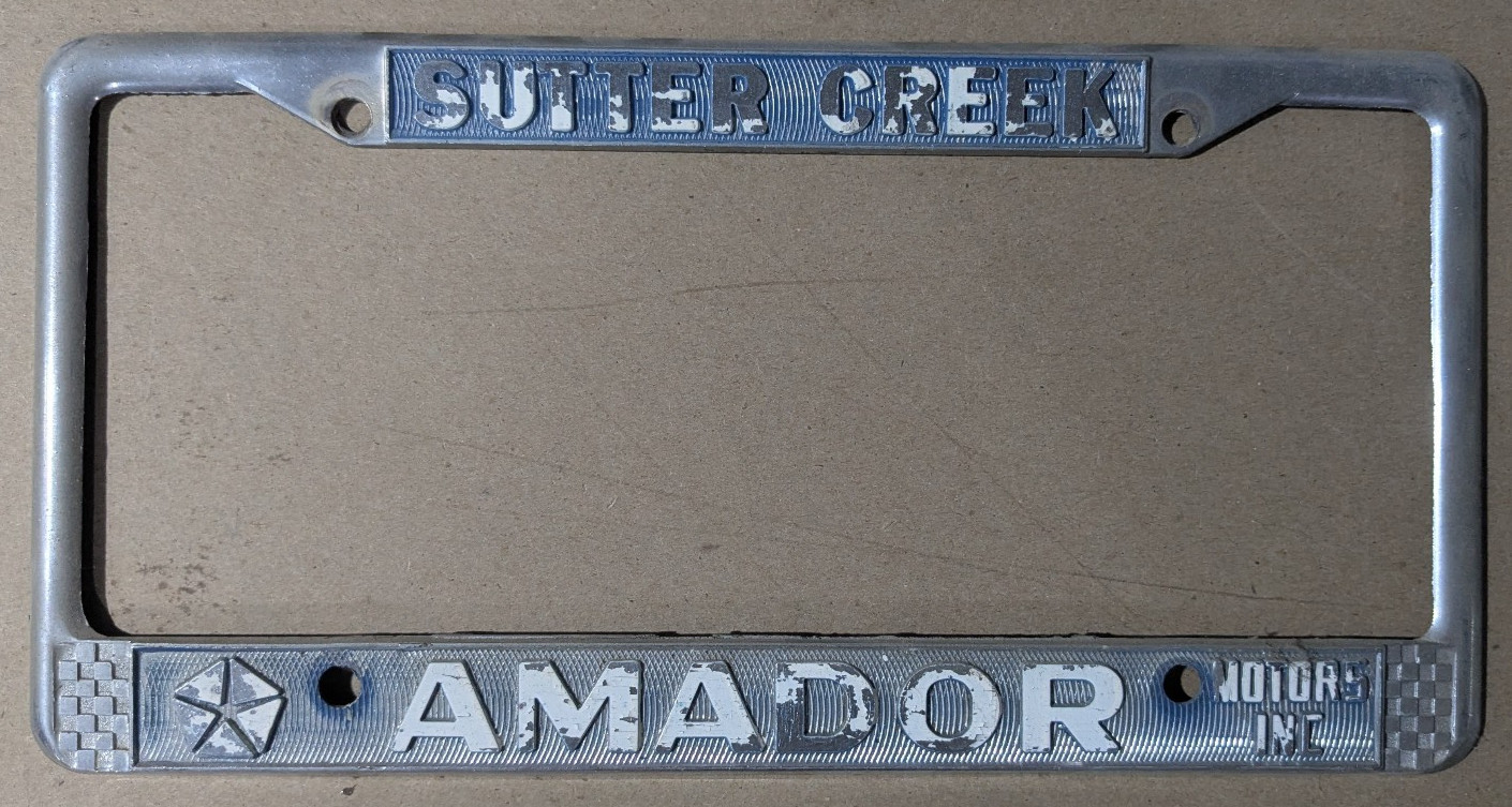 VTG Metal Sutter Creek Amador Chrysler Motors Dealership License Plate Frame Gas