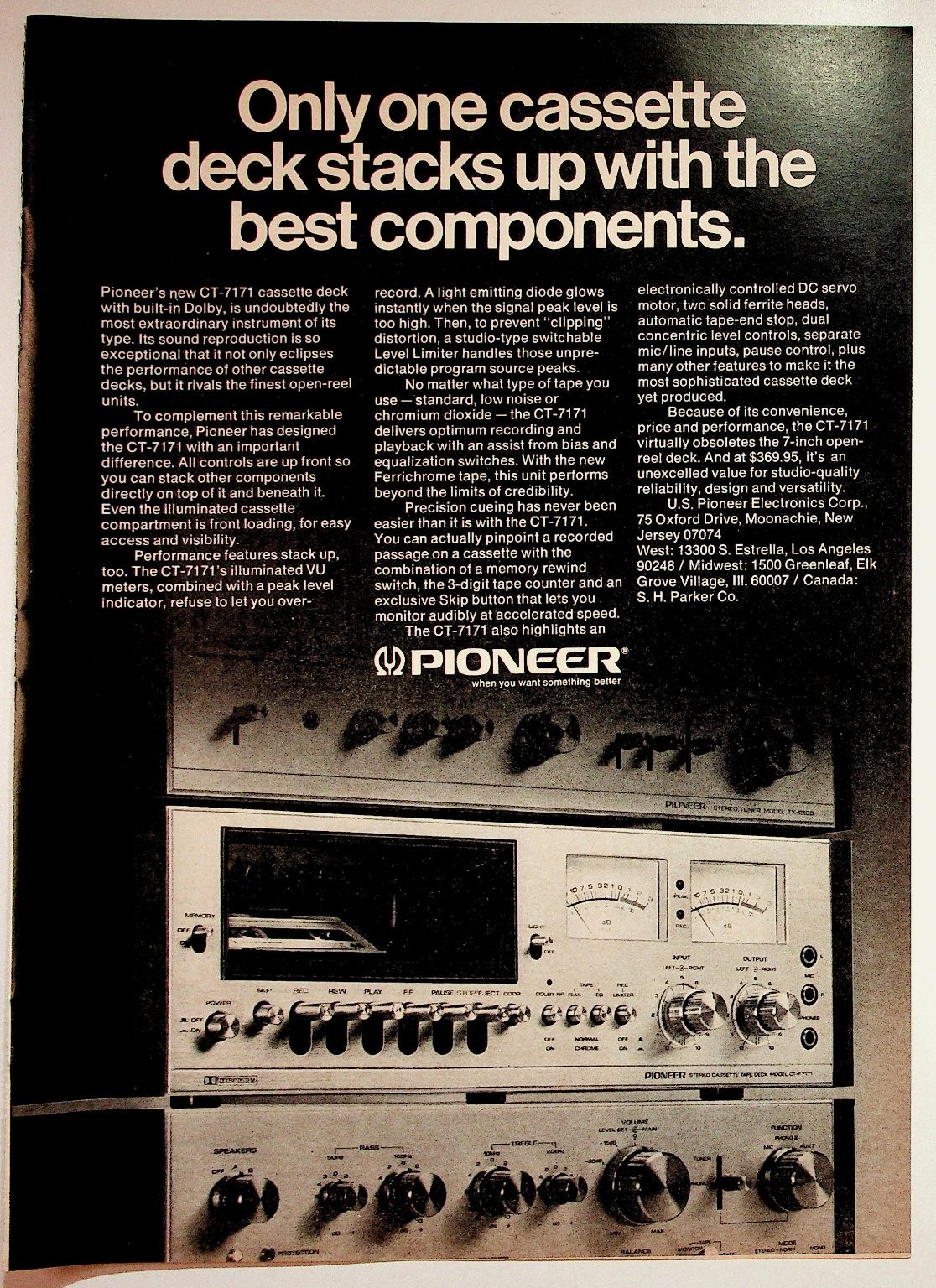 Pioneer CT-7171 Cassette Deck Vintage Magazine Ad 1970s Hi-Fi Stereo Audio Pioneer CT-7171 Cassette Deck Vintage Magazine Ad 1970s Hi-Fi Stereo Audio