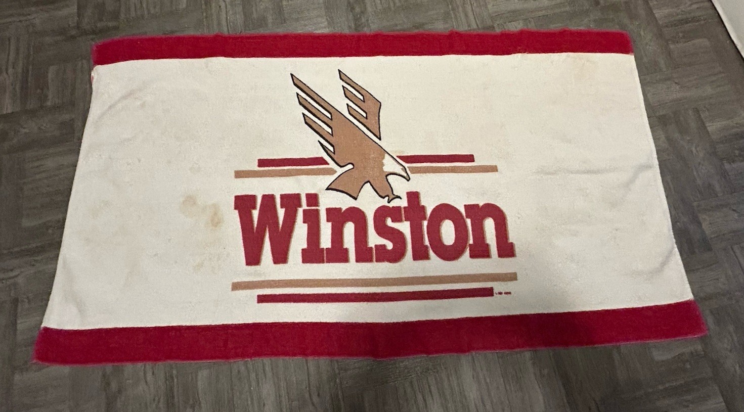 Vintage Winston Cigarettes Eagle Logo Beach Towel Southern Terry Made in USA Red