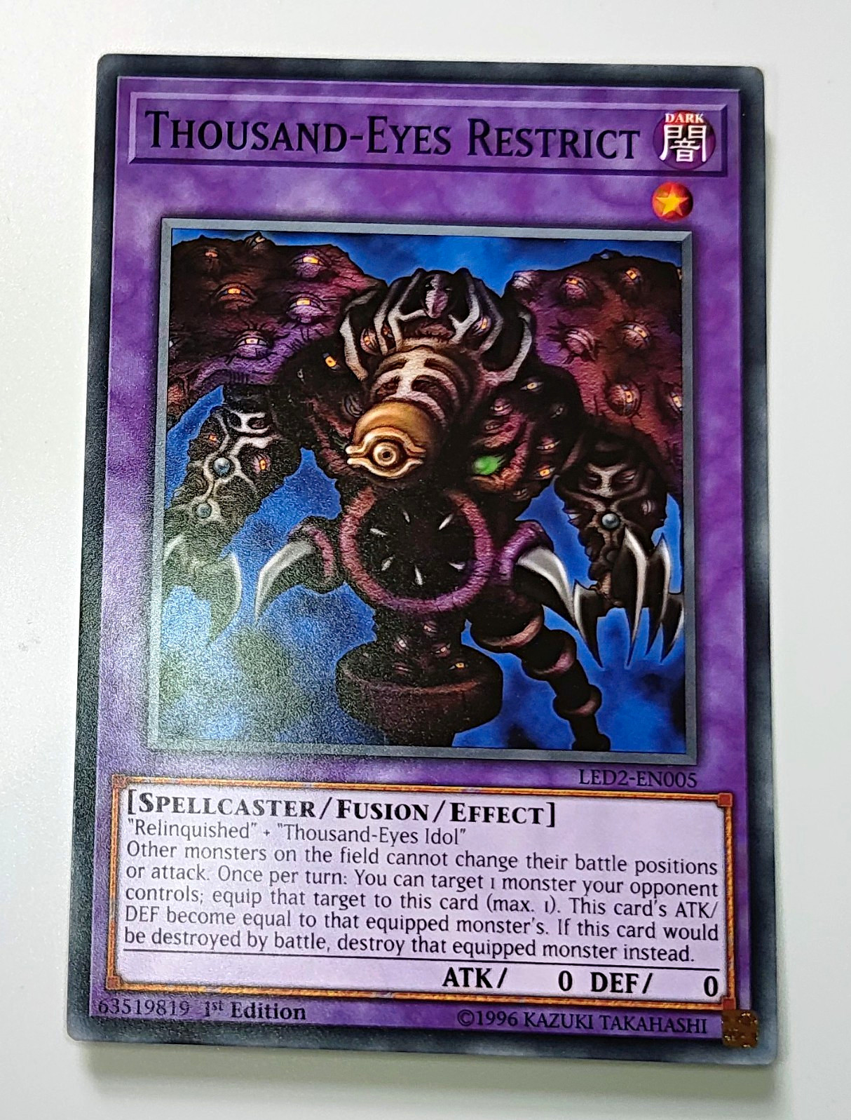 Yu-Gi-Oh Thousand-Eyes Restrict LED2-EN005 Ultra Rare Holo 1st Ed