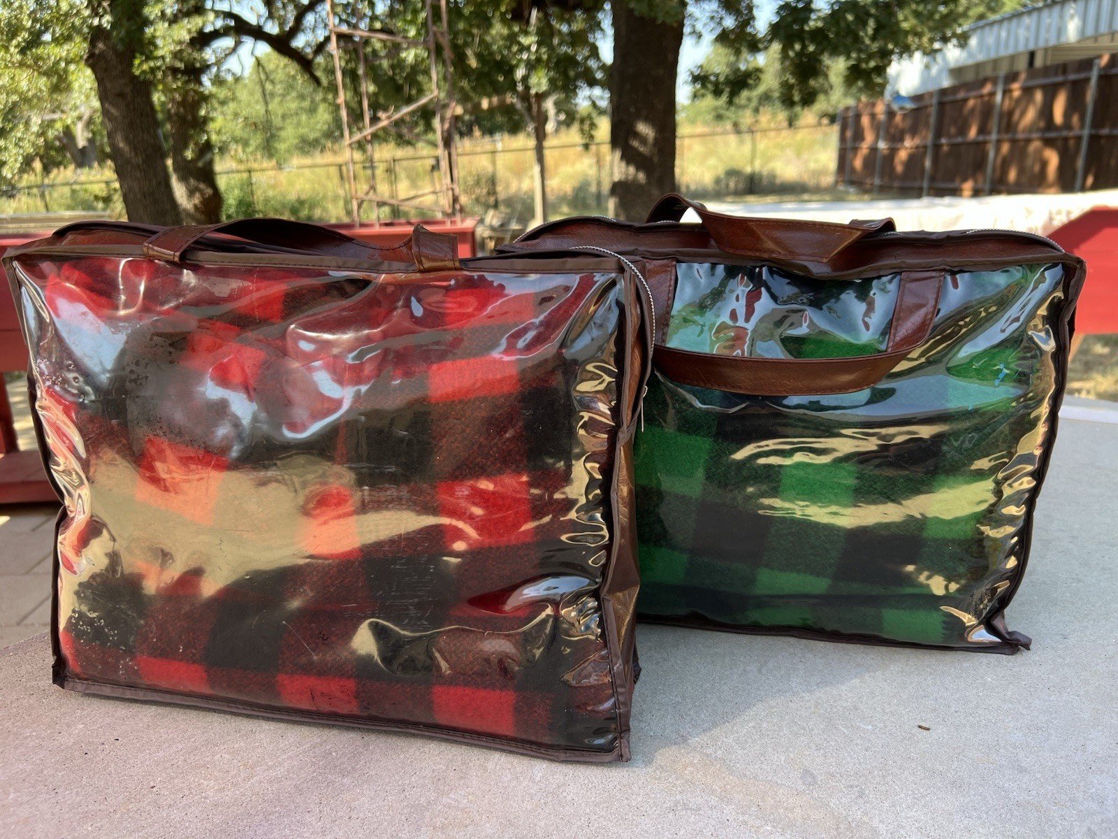 Vtg Abercrombie & Fitch Camp Blanket Set “His & Hers” Plaid Wool Blankets 55x63