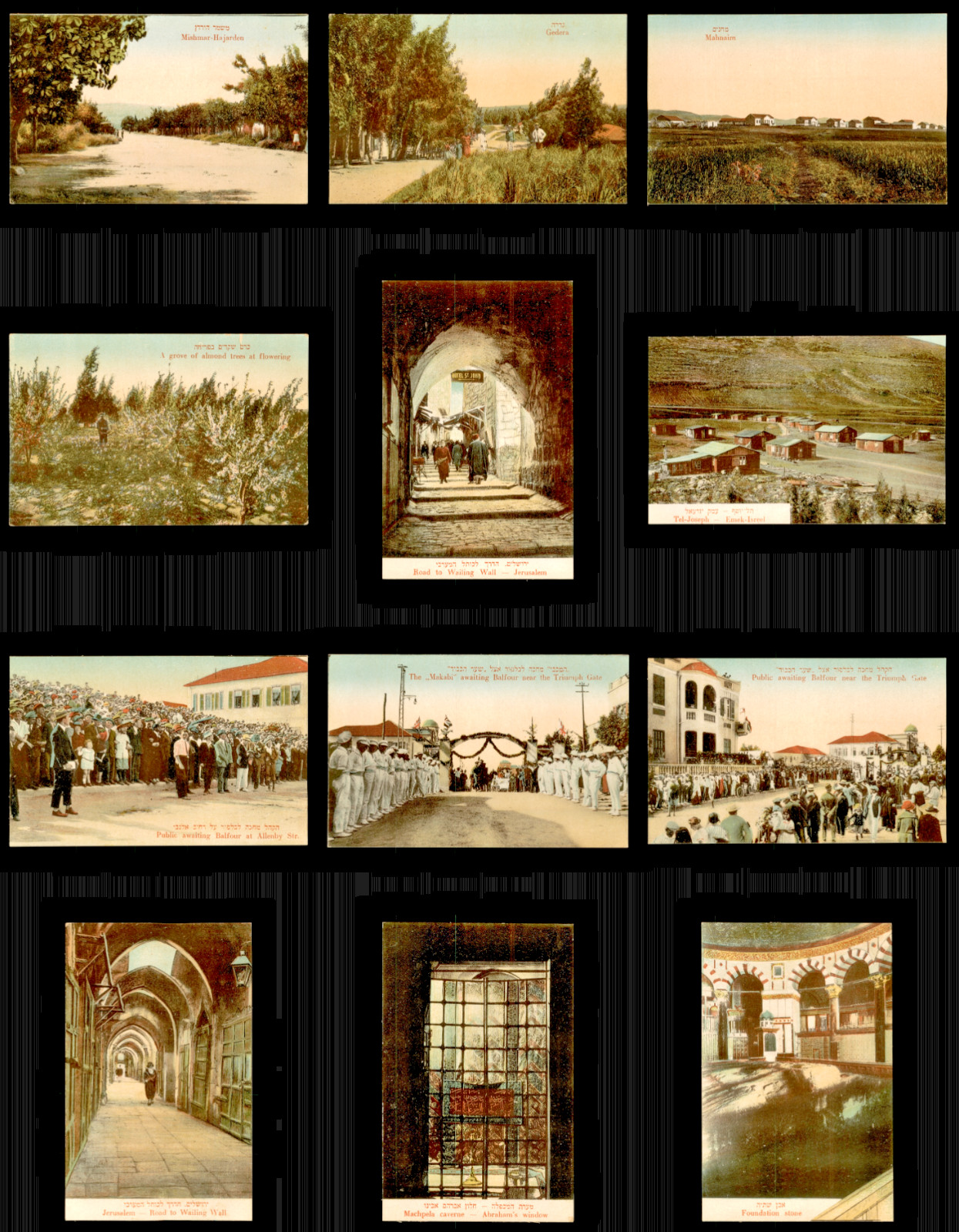 1925 Palestine Postcards Lot 12 Lord Balfour Visit Tel Aviv Judaica Ordmann
