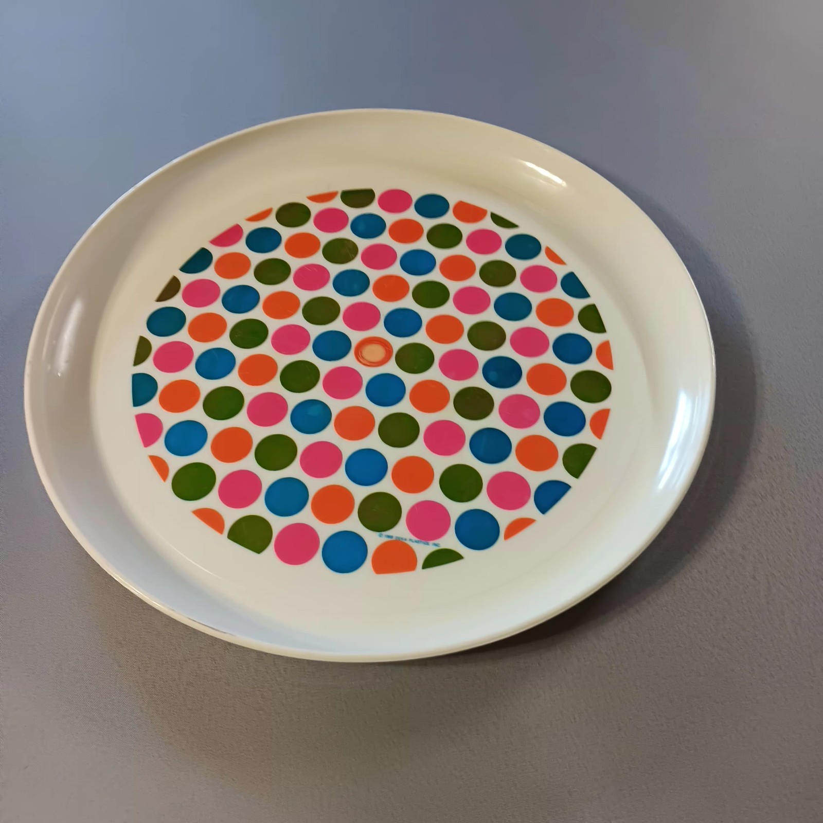 Vintage Serving Tray 1969 Deka Plastics No.140 Retro Polka Dots 12.75\