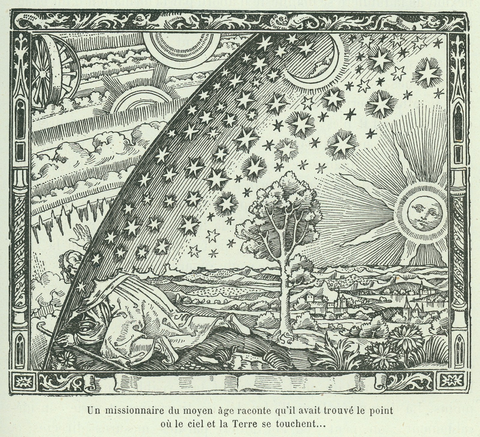 Camille Flammarion 1888 Vintage Firmament Wood Engraving Photo Reprint Wall Art