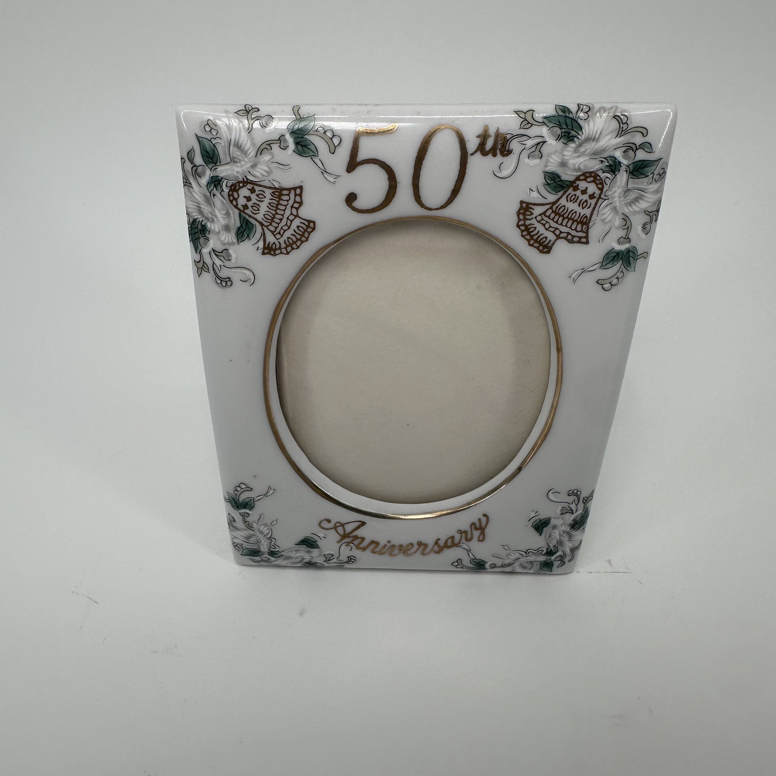 Vintage Lefton China 50th Anniversary Picture Frame Porcelain Japan 1197 Gold Vintage Lefton China 50th Anniversary Picture Frame Porcelain Japan 1197 Gold
