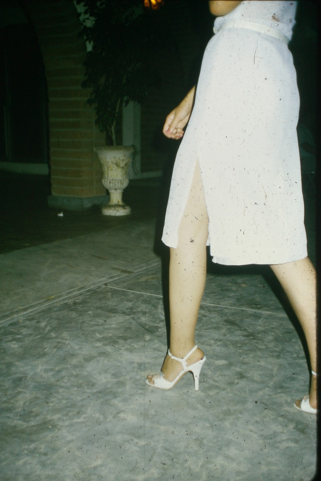 c1970\'s 35mm Slide, Woman White Dress High Heels Color Photo