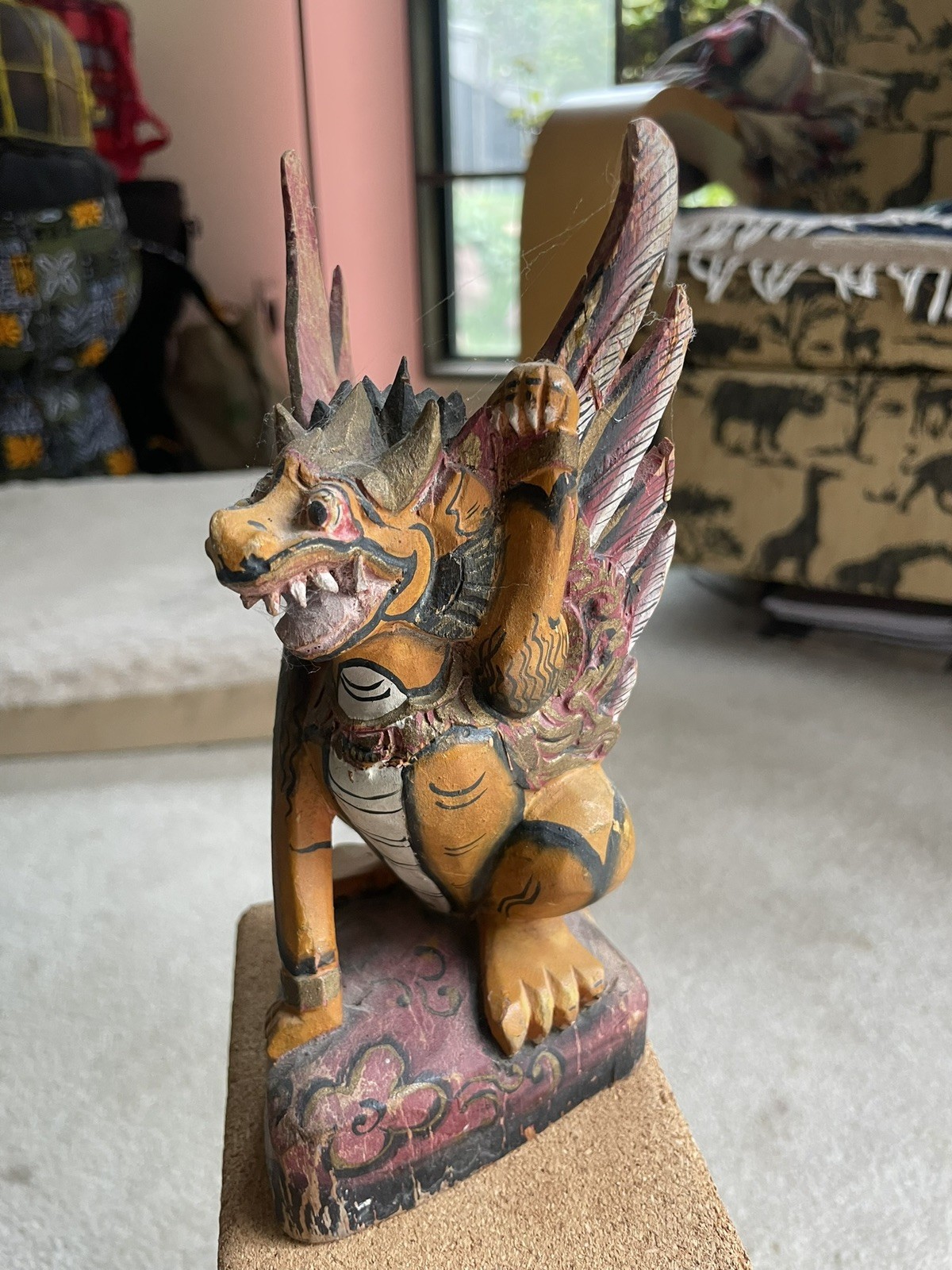 Vintage 1984 Balinese Singa Winged Lion Guardian Hand Carved Wood Bali Indonesia Vintage 1984 Balinese Singa Winged Lion Guardian Hand Carved Wood Bali Indonesia