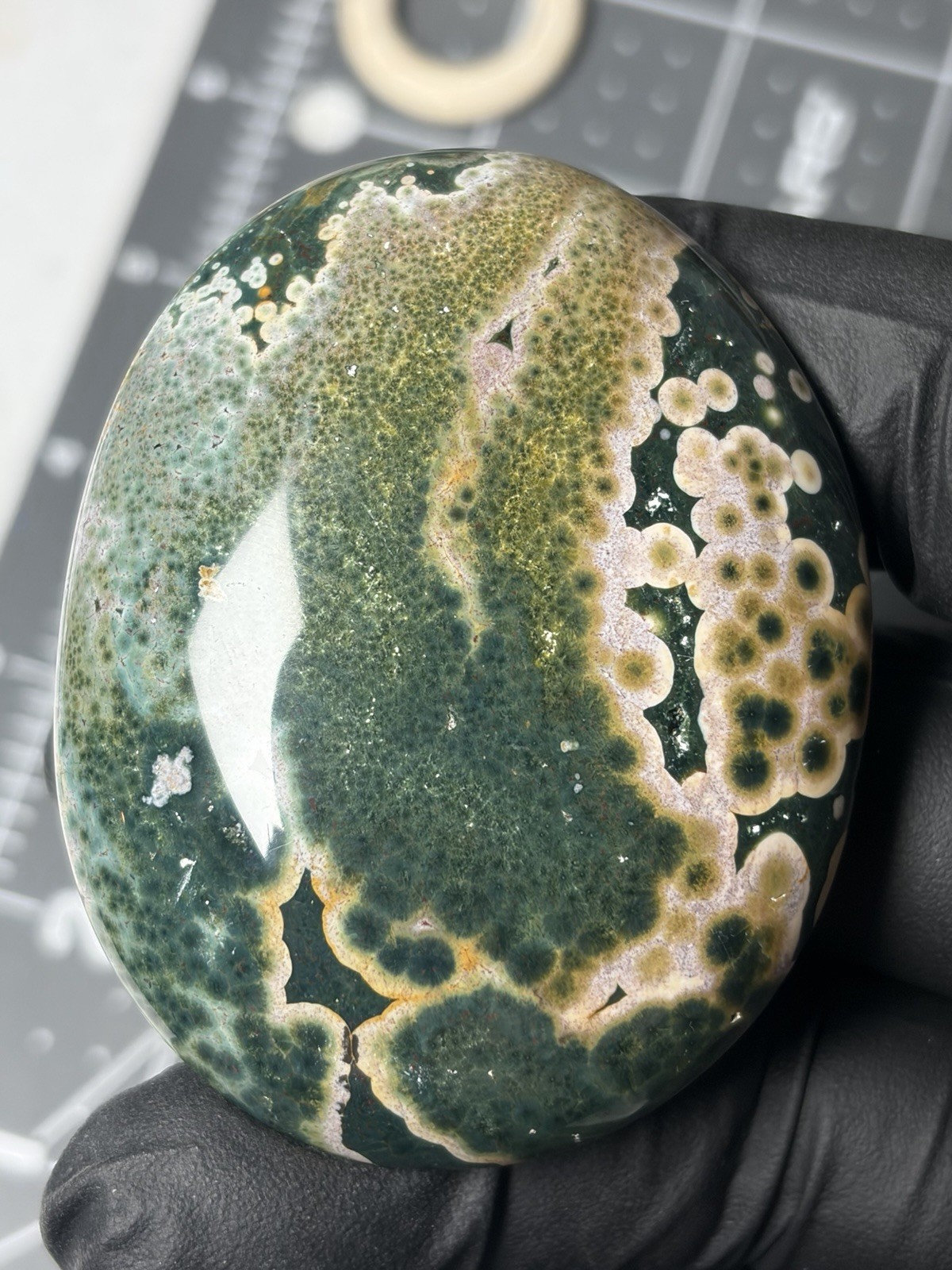 Beautiful Ocean Jasper Palm Stone Kabamby Orbs 