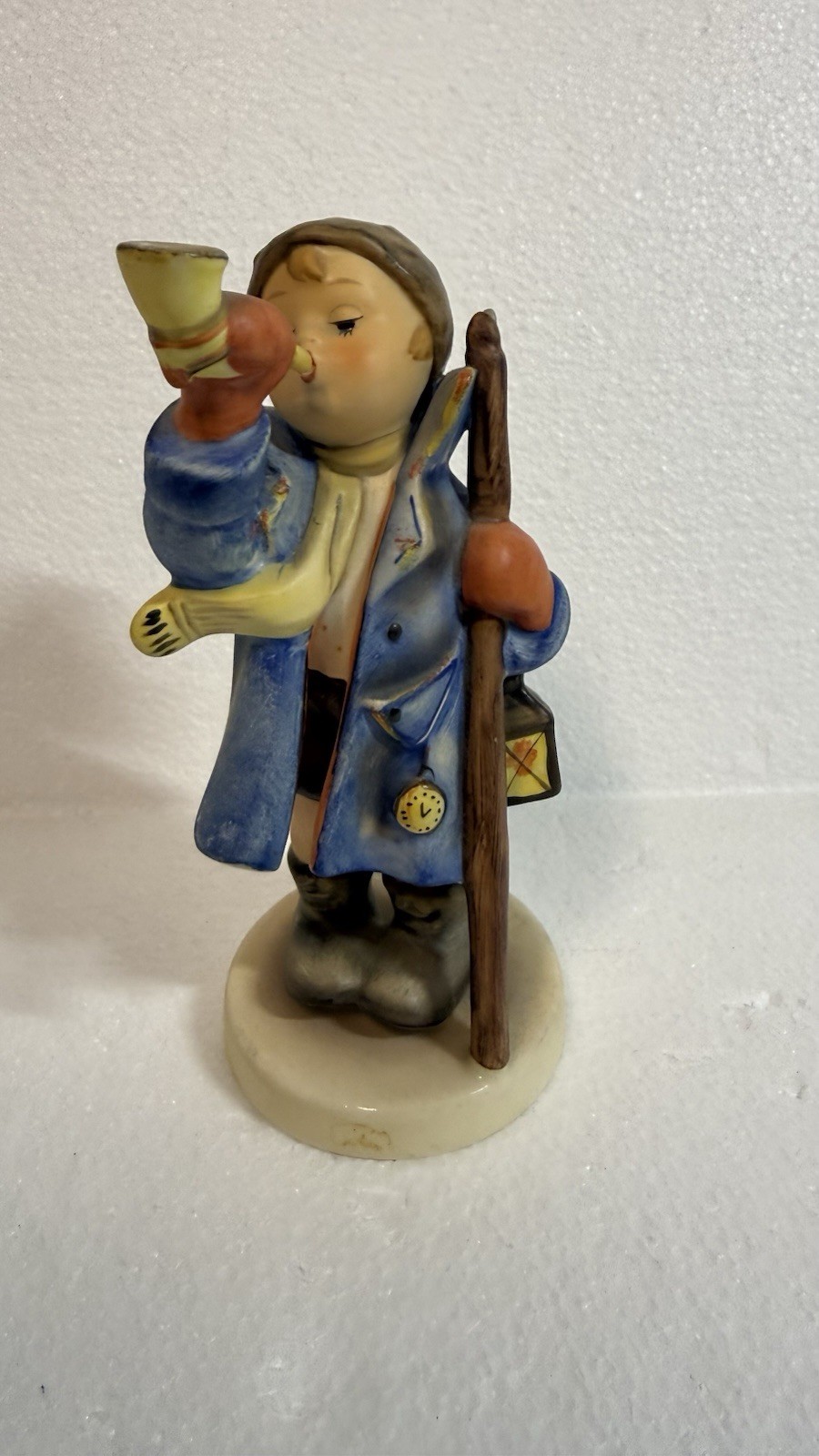 Vintage Goebel Hummel Style Figurine Boy w Trumpet Lantern W Germany 