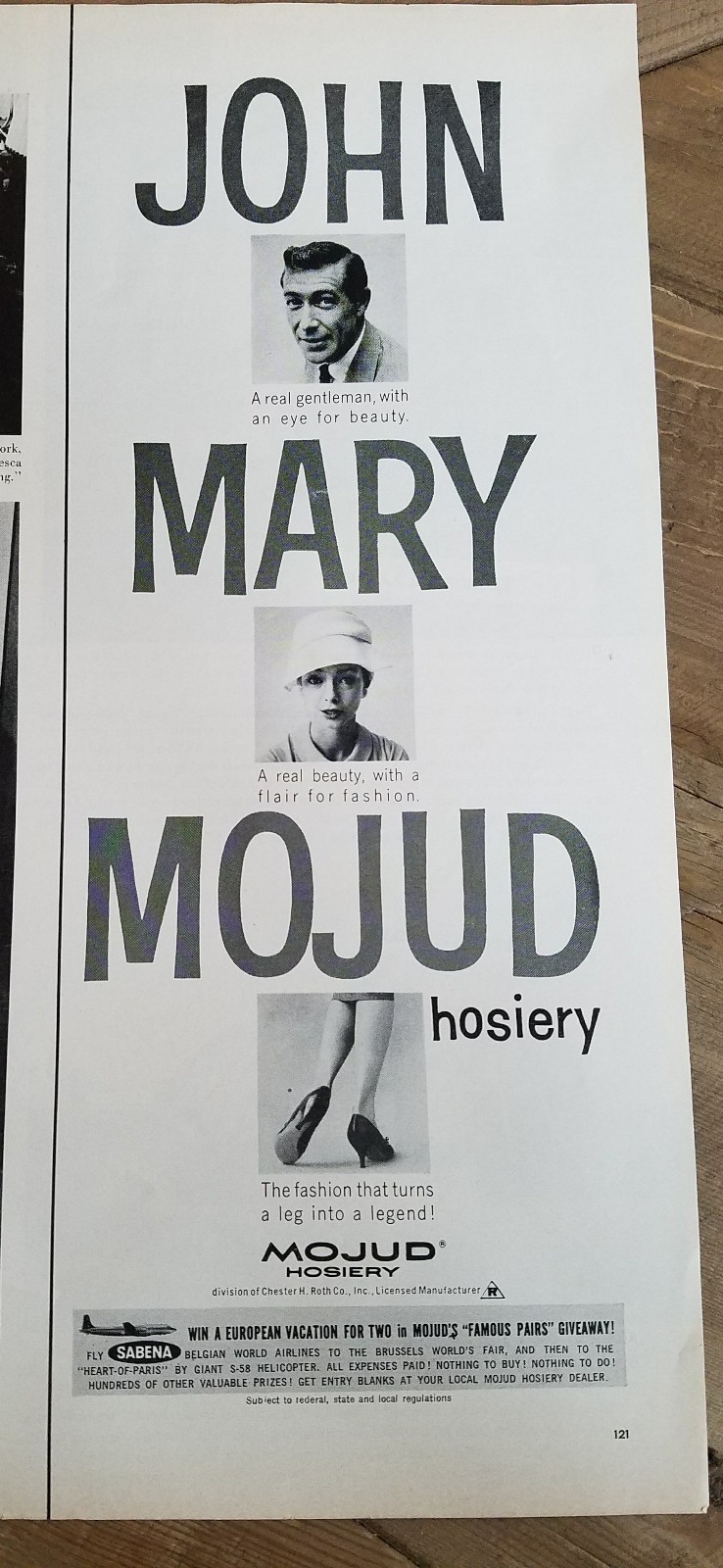 1958 Mojud  womens nylon Hosiery stockings John gentlemen Mary Beauty ad