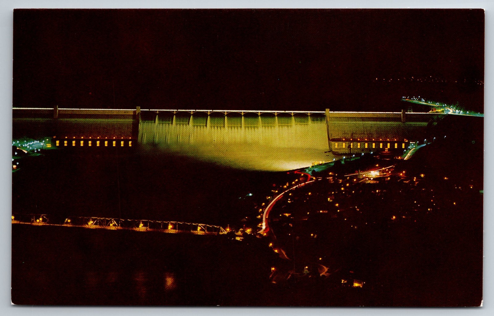 WA, Washington, Grand Coulee Dam, Night View, Vintage Postcard