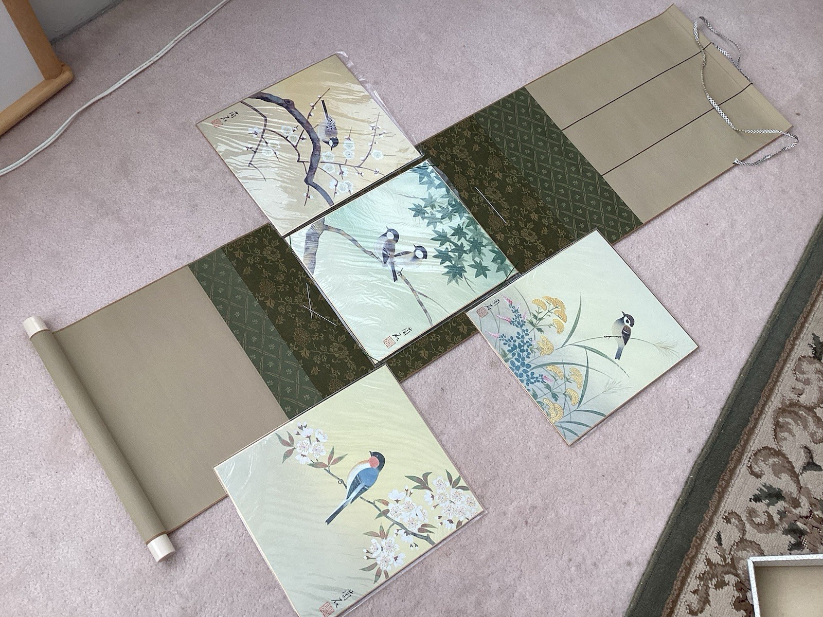 Japanese Art Printing X 4 ( Exchangeable ) Wall Scroll Sparrow Kakejiku Japanese Art Printing X 4 ( Exchangeable ) Wall Scroll Sparrow Kakejiku