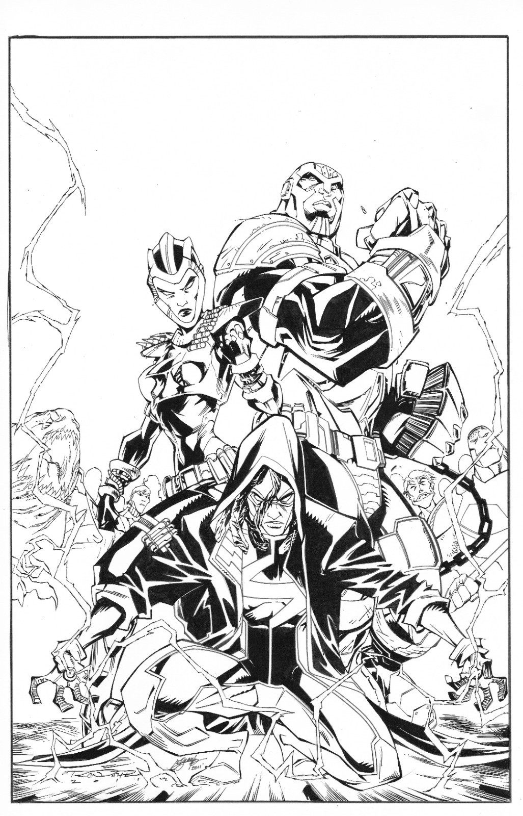 DC Comics New 52 STATIC SHOCK #7 Original Cover Art - Static & Hardware