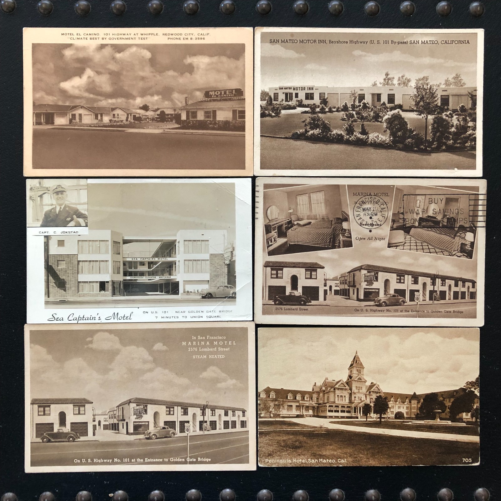[6] California Hotel & Motel Old Highway 101 postcards [all posted]