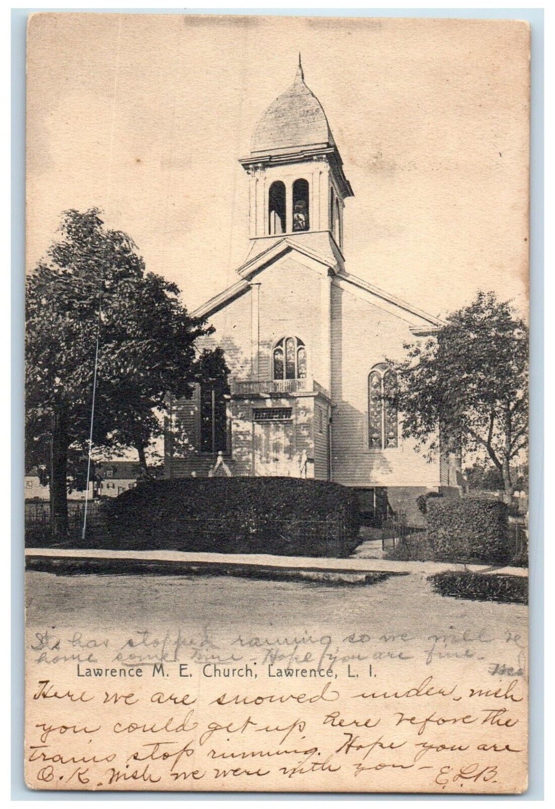 1905 Lawrence Methodist Episcopal Church Lawrence Long Island New York Postcard
