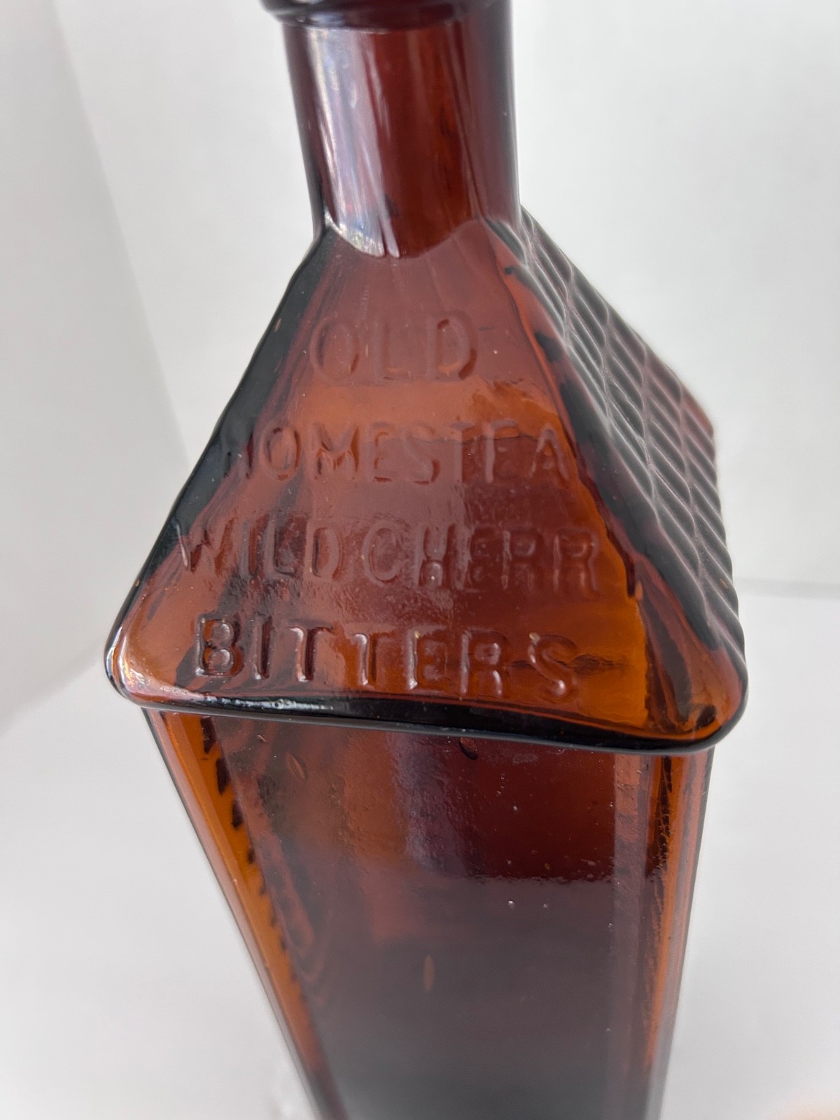 Antique Old Homestead Wild Cherry Bitters Bottle Applied Lip 1864 Amber Building Antique Old Homestead Wild Cherry Bitters Bottle Applied Lip 1864 Amber Building