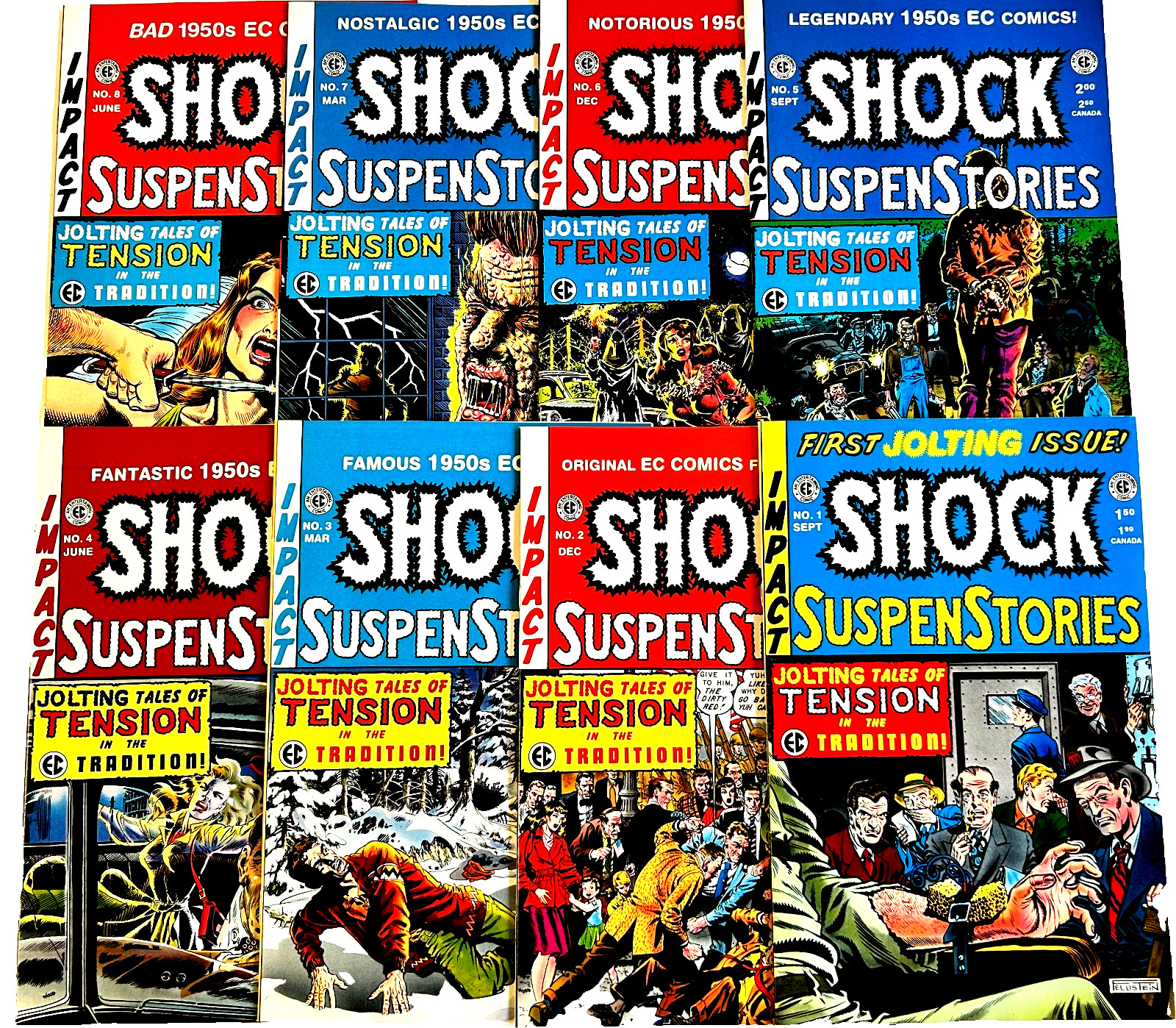 SHOCK SUSPENSTORIES 1 2 3 4 5 6 7 8 RUN- CLASSIC 1950's E.C. REPRINTS - GEMSTONE