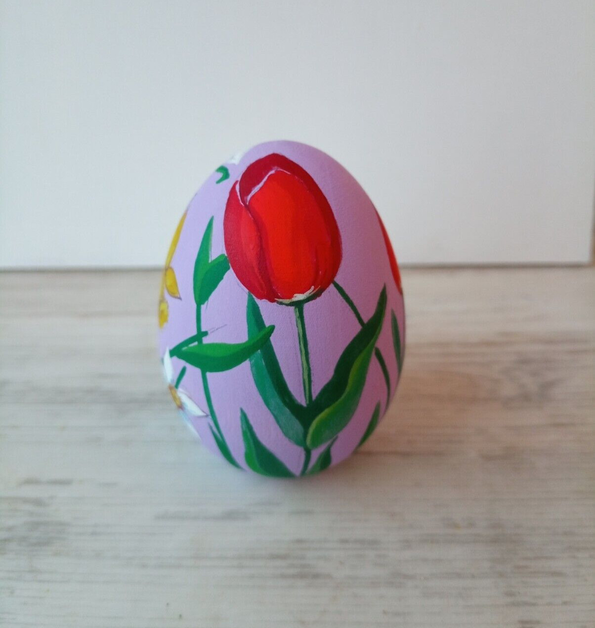 Easter Egg Painted Wooden Egg with a painted Tulip Easter Home Decor Easter Gift
