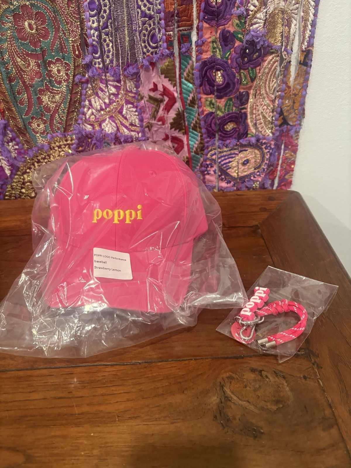 Authentic Poppi Soda Baseball Cap In Pink & Cluster Keychain In Pink New Rare